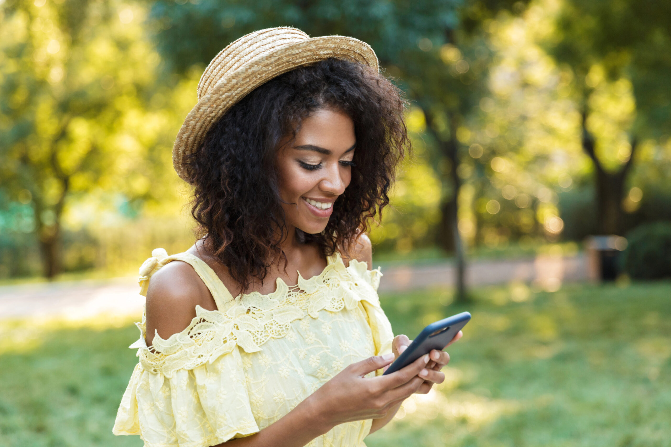 Young woman on her pohone